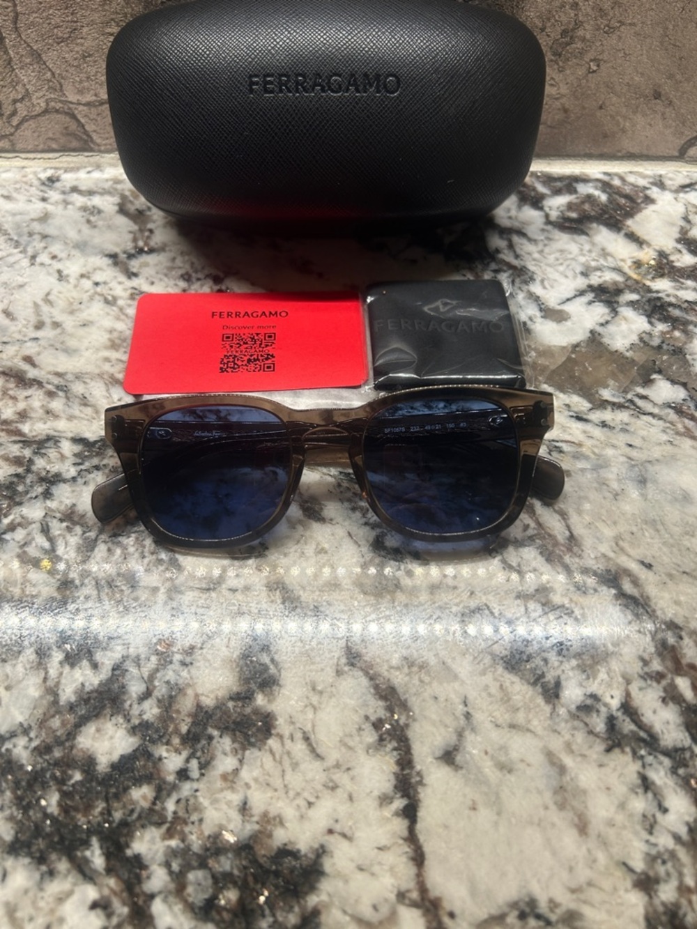 Salvatore Ferragamo Tortoise Frame Sunglasses with Blue Lenses
